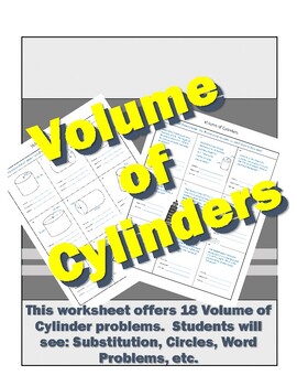 Preview of Volume of Cylinders (3-D Models and Word Problems)