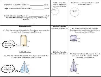 Preview of Volume of Cylinders & Cones Foldable | Notes