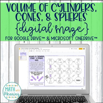 Preview of Volume of Cylinders, Cones, & Spheres DIGITAL Maze Activity Distance Learning