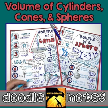 Preview of Volume of Cylinders, Cones, & Spheres Doodle Notes