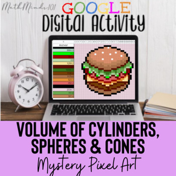 Preview of Volume of Cylinders, Cones, Spheres Mystery Pixel Art - Google Digital