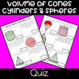 Volume of Cylinders, Cones & Spheres - Quiz