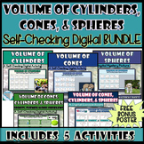 Volume of Cylinders, Cones, & Spheres Self-Checking Digita