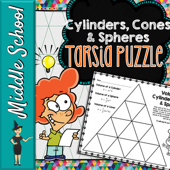 Preview of Volume of Cylinders, Cones, & Spheres Tarsia Puzzle