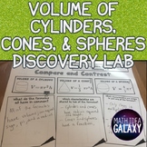 Volume of Cylinders Spheres and Cones Activity: Discovery Lab