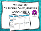 Volume of Cylinders Spheres and Cones Activity: Group Worksheets
