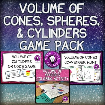 Preview of Volume of Cylinders Cones and Spheres Activity Bundle