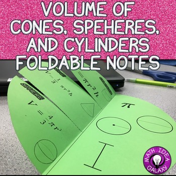 Preview of Volume of Cylinders Cones and Spheres Foldable Notes