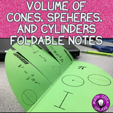 Volume of Cylinders Cones and Spheres Foldable Notes