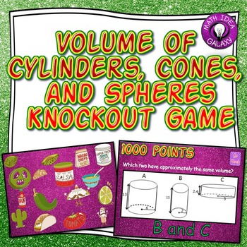 Preview of Volume of Cylinders Cones and Spheres Review Game