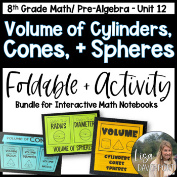Preview of Volume of Cylinders, Cones, and Spheres 8th Grade Math Foldables and Activities