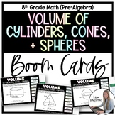 Volume of Cylinders Cones and Spheres Boom Cards