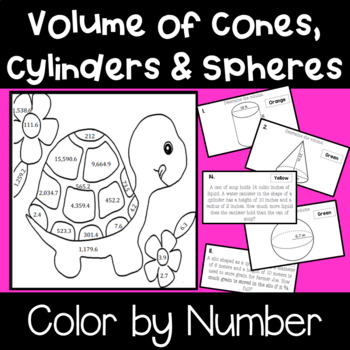 Preview of Volume of Cylinders, Cones, and Spheres - Color by Number