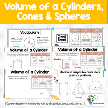 Preview of Volume of Cylinders, Cones, and Spheres (Complete Lesson)