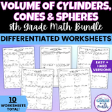 Volume of Cylinders, Cones and Spheres Differentiated Work