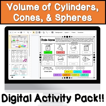 Preview of Volume of Cylinders Cones and Spheres Digital Activity