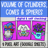 Volume of Cylinders, Cones, and Spheres Digital Pixel Art 