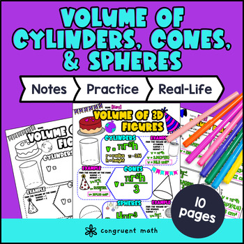 Preview of Volume of Cylinders, Cones, and Spheres Guided Notes