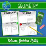 Volume of Cylinders, Cones & Spheres - Guided Notes
