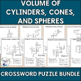 Volume of Cylinders, Cones, and Spheres Math Crossword Puzzles