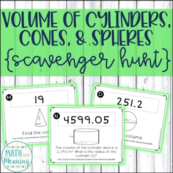 Preview of Volume of Cylinders, Cones, and Spheres Scavenger Hunt Activity - CCSS 8.G.C.9