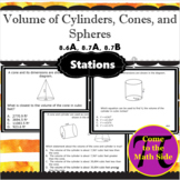 Volume of Cylinders, Cones, and Spheres Stations (TEKS 8.6