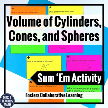 Preview of Volume of Cylinders, Cones, and Spheres Sum 'Em Activity