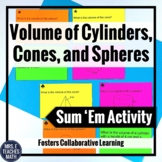 Volume of Cylinders, Cones, and Spheres Sum 'Em Activity