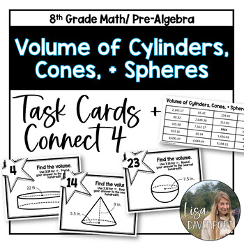 Preview of Volume of Cylinders, Cones, and Spheres Task Cards for 8th Grade Math