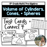 Volume of Cylinders, Cones, and Spheres Task Cards for 8th