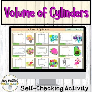 Preview of Volume of Cylinders Digital Activity Mystery Picture 