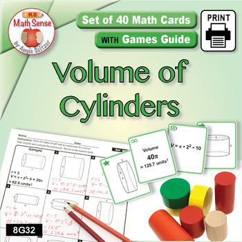 Preview of Volume of Cylinders: Math Card Games & Activities 8G32 | Formulas & Expressions