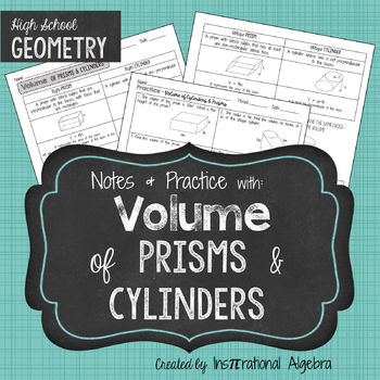 Preview of Volume of Cylinders & Prisms: Notes & Practice