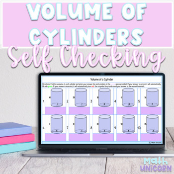 Preview of Volume of Cylinders | Self-Checking Activity | 