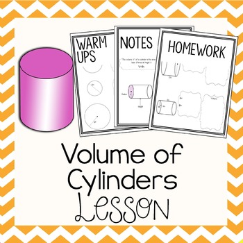 Preview of Volume of Cylinders~ Warm Up, Notes, & Homework