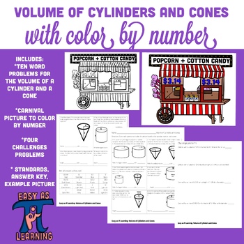 Preview of Volume of Cylinders and Cones (Color by Number)