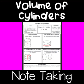 Preview of Volume of Cylinders - notes