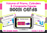 Volume of Prisms, Cylinders & Composite Shapes Boom Cards-