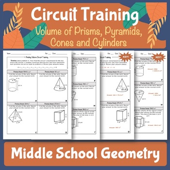 Preview of Volume of Prisms, Cylinders, Pyramids and Cones Circuit (Middle School)
