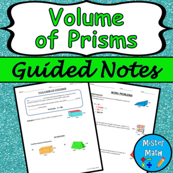 Preview of Volume of Prisms Guided Notes