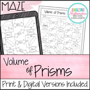 Preview of Volume of Prisms Worksheet - Maze Activity