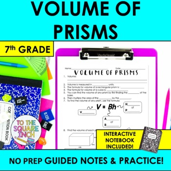 Preview of Volume of Prisms Notes & Practice | Guided Notes + Interactive Notebook Pages