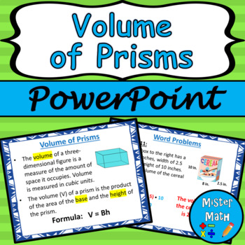 Preview of Volume of Prisms PowerPoint Lesson