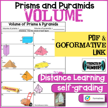 Preview of Volume of Prisms & Pyramids Distance Learning Practice GOFORMATIVE.COM
