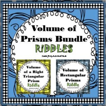 Preview of Finding Volume of Prisms RIDDLE Bundle Activity Worksheets It's Fun!