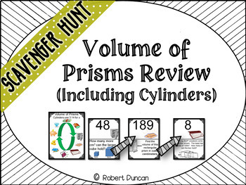 Preview of Volume of Prisms Review Scavenger Hunt (including cylinders) & Exit Tickets