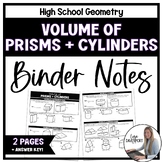 Volume of Prisms and Cylinders - Geometry Guided Binder Notes
