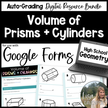Preview of Volume of Prisms and Cylinders Google Forms Homework