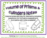 Volume of Prisms and Cylinders Guided Notes for Geometry
