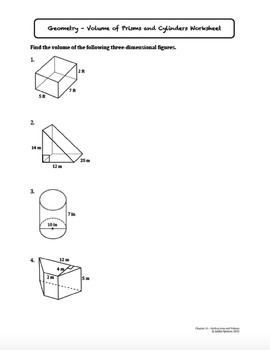 18.1 volume of prisms and cylinders homework answers